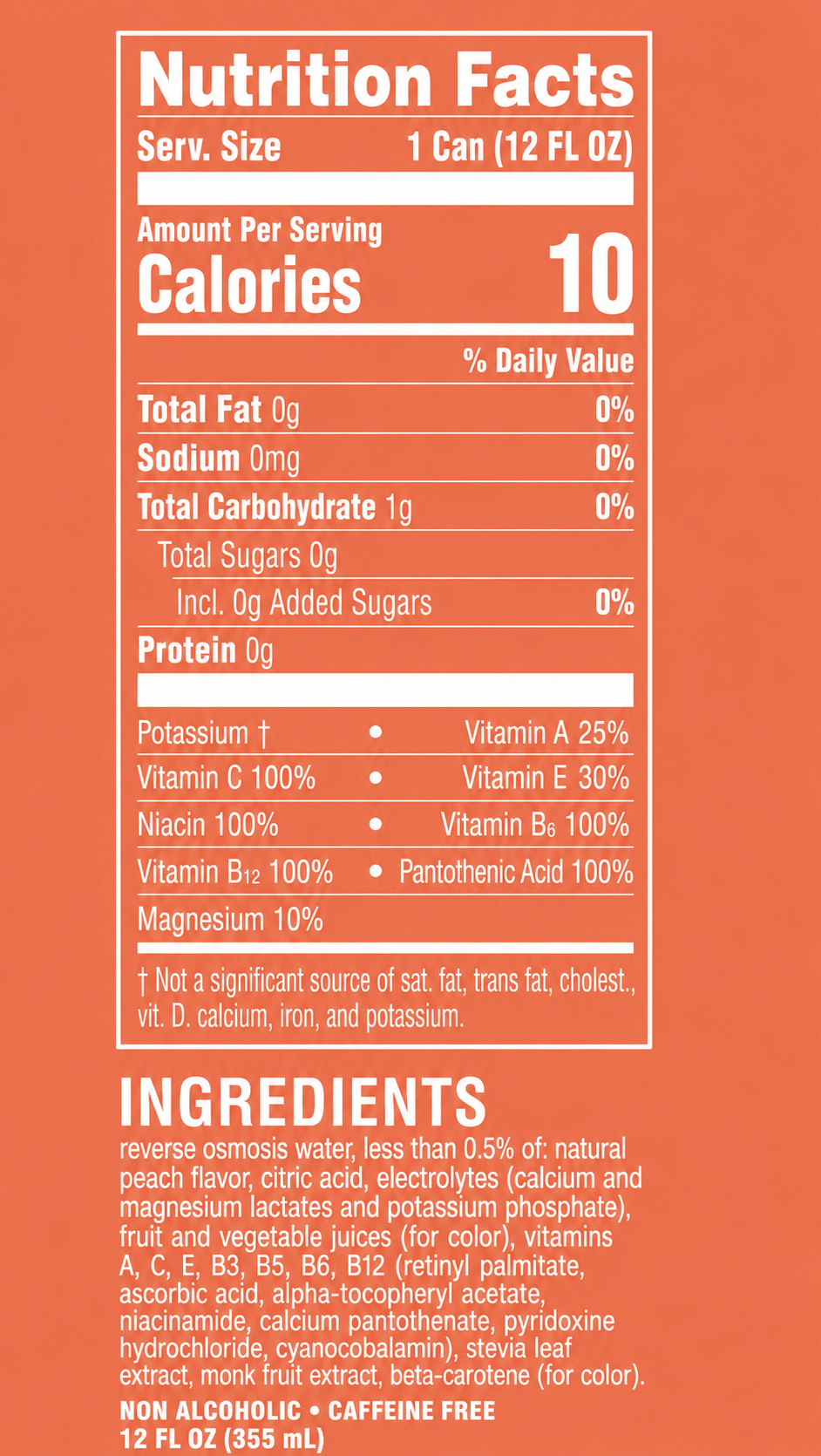 Nutrition facts for Mr Bogey Peach